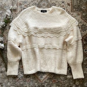 Express Ivory Embroidered Sweater